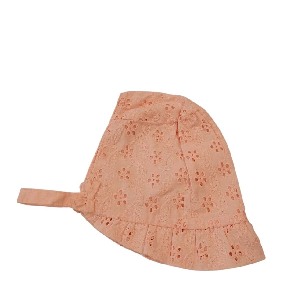 Janie And Jack Floral Eyelet  Bonnet Baby Size 12- 18 months Pink Cottagecore